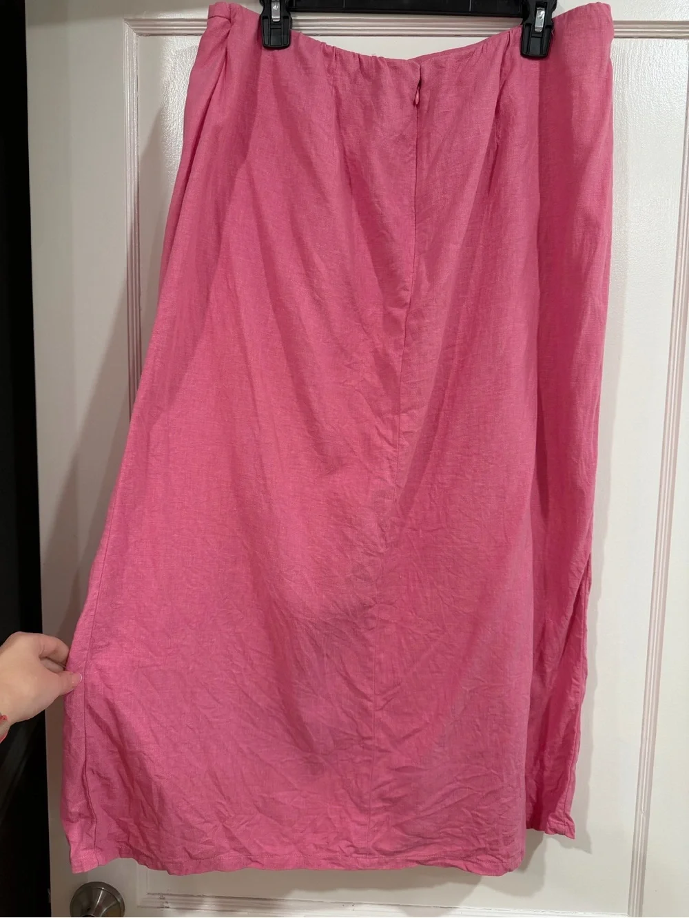 Requirements Pink Embroidered Midi Skirt with Side Slit